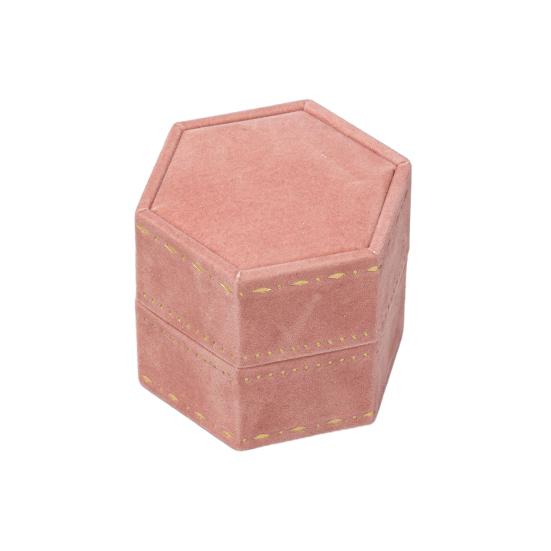 Boîte à Bague, Boîte Cadeau Hexagonale en Velours pour Bijoux, Compacte avec Protection en Éponge Douce Design Élégant, Boîte à Bijoux pour Fiançailles, Demande en Mariage, Mariage
