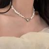 Baroque freshwater pearl necklace women's collarbone chain love magnet buckle personalized niche neck chain trendy