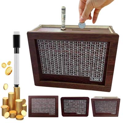 Wooden Money Box with Counter 1000/2000/3000/5000/10000 Euro Piggy Bank Coin Cash Container