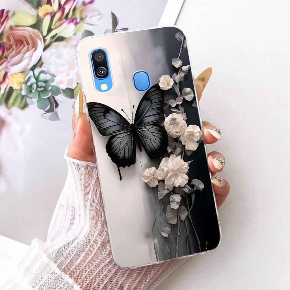 For Samsung A40 Case Transparent Cute Cat Fashion Butterfly Funny Painted Phone Casing For Samsung Galaxy A40 SM-A405F Cover