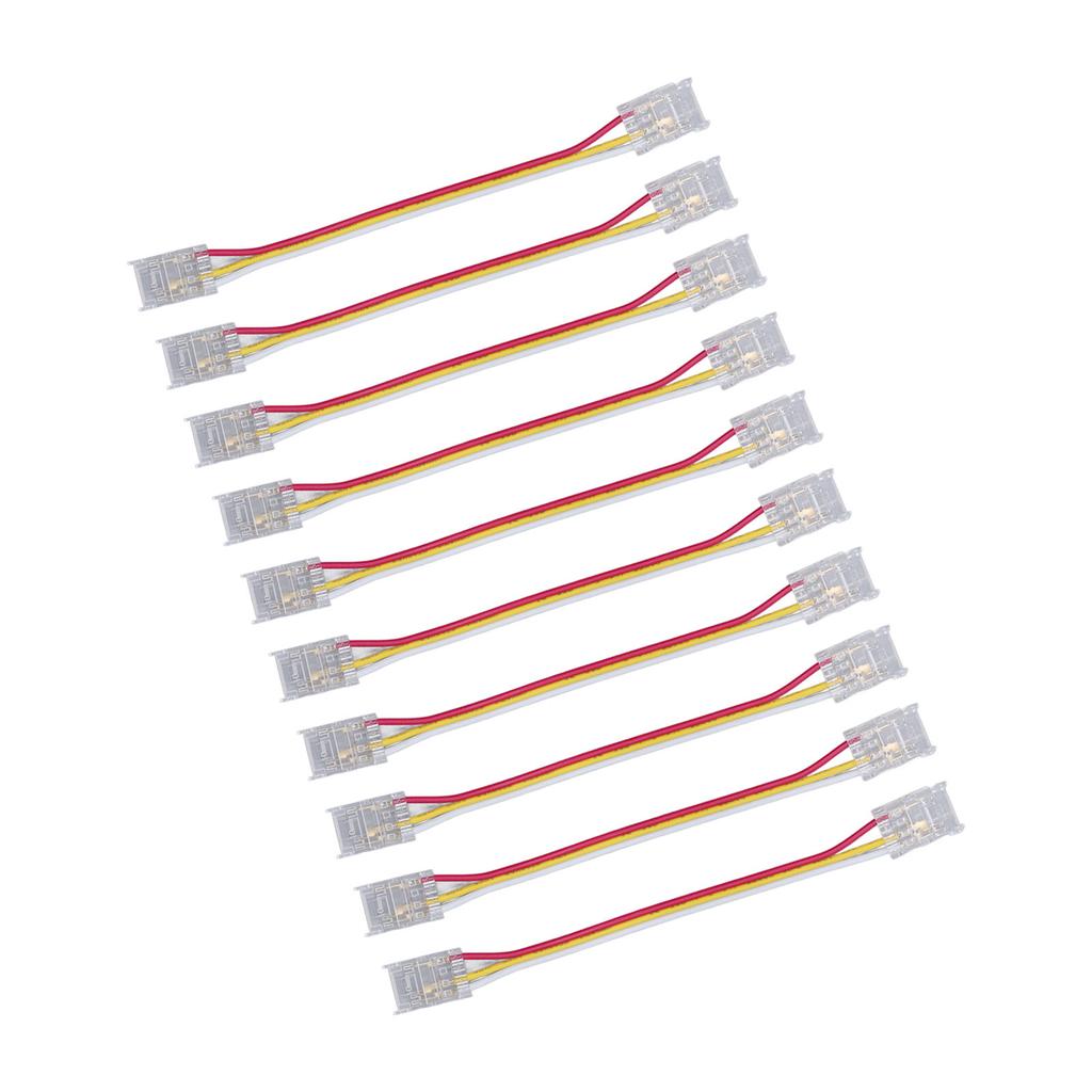 10 Stück LED-Streifenlicht-Verbinderset 3-polig 10 mm Schnellverbindung Starke Kompatibilität COB-Lichtstreifenverbinder für