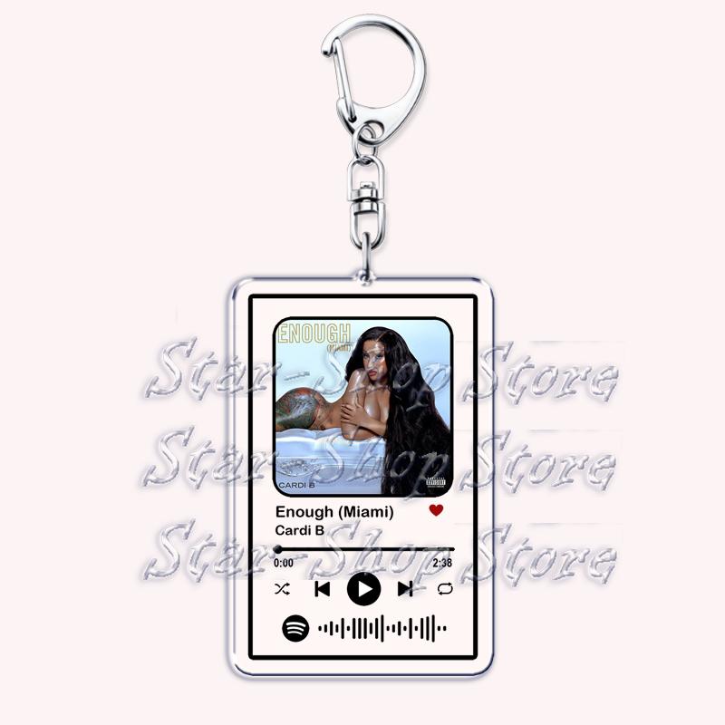

Popular Rap Singer Music Keychains for Women Bag Accessories I Like It WAP Bodak Yellow Rapper Playlist Keying Jewelry Fans Gift