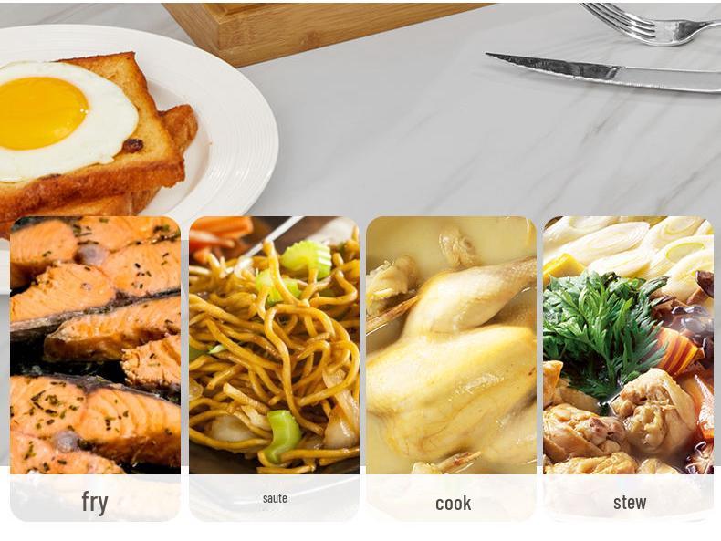 Macar's Diamond Non-Stick Flat-Bottom Wok - Fume-Free, Oilless Iron Cookware for Stovetops