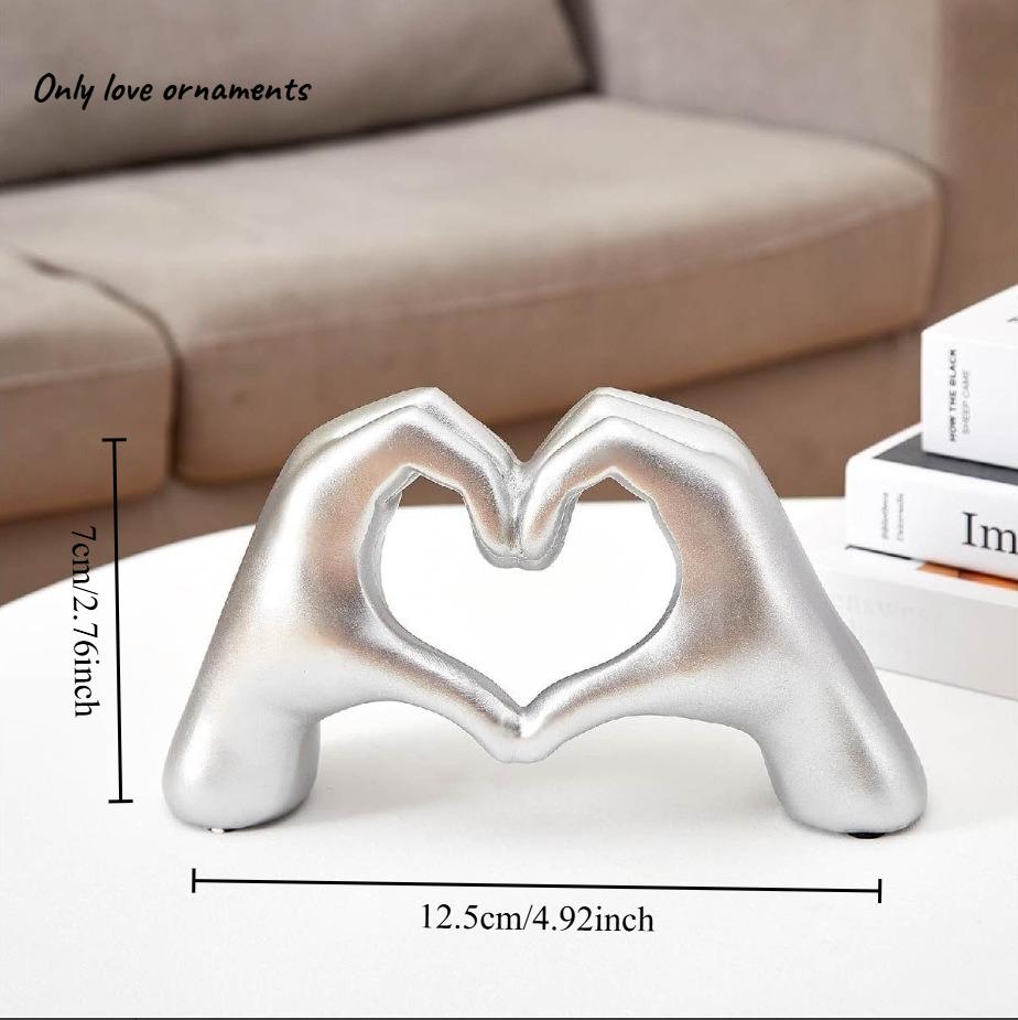 

Golden Heart Hands Sculpture Modern Art Love Gesture Statue for Home Living Room Decor & Valentine s Day Gift срібний