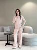 Women's Plus Size Fleece-Lined Ribbed Leggings for Autumn & Winter - Thickened Wide-Leg Casual Home Pants