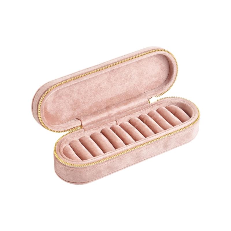 Plush Jewelry Case Portable Zippered Box Multiple Section Plush Jewelry Box with Zippers for Organizing Ornament