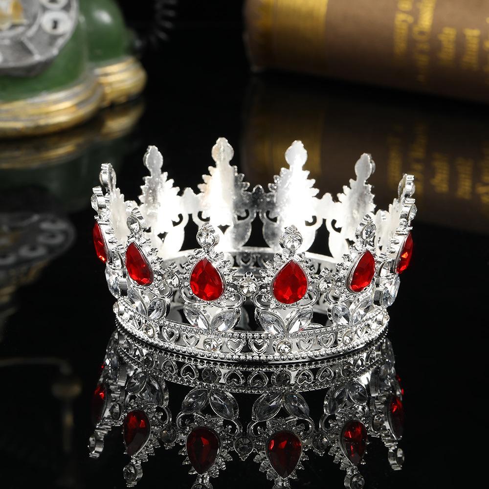 European and American Baroque Full Circle Crown Headwear Rhinestone Alloy Crown Hair Accessory