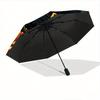 1pc Horror Theme Happy Halloween Pattern Automatic 3-Fold Umbrella, 8 Steel Frames, High-Value Folding Umbrella, Suitable for Office, Travel and