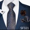 Men's Formal Tie, Pocket Square, Cufflinks & Brooch Set.