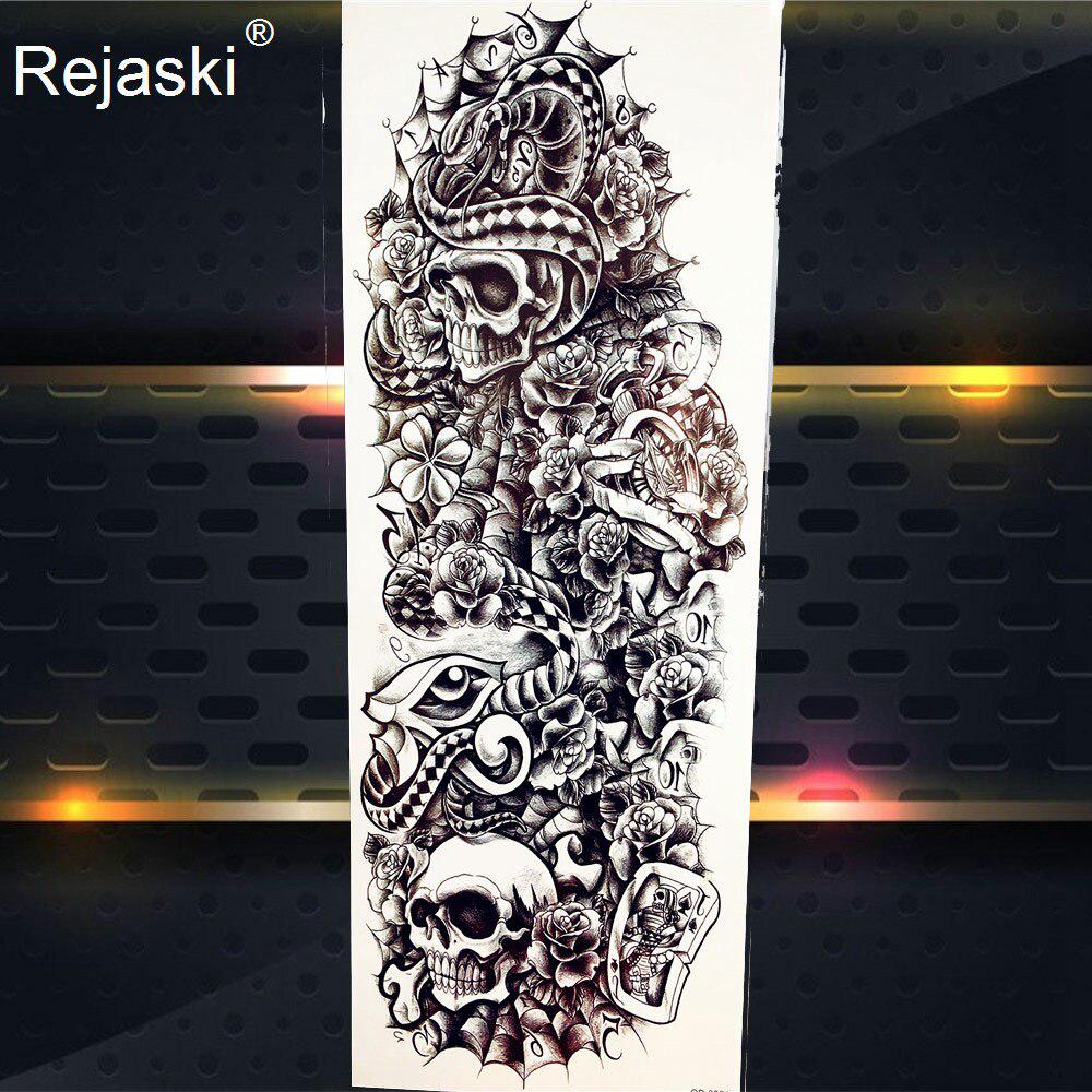 1PC Cool Totem Temporary Tattoo Fake Black Full Arm Tattoo Sticker For Men Summer Style Tatoos Decal