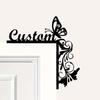 Metal Door Corner Sign Butterfly Custom Name Plate, Animal Pet Door Topper Wall Decor, Personalized Wildlife Home Decoration for Entry