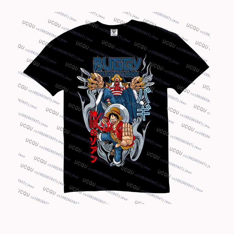 ONE PIECE Joint Short-sleeved T-shirt Luffy Gear5 Night Cotton Men's and Women Oversize Fashion Bandai Cosplay Tshirt Kid/Adult