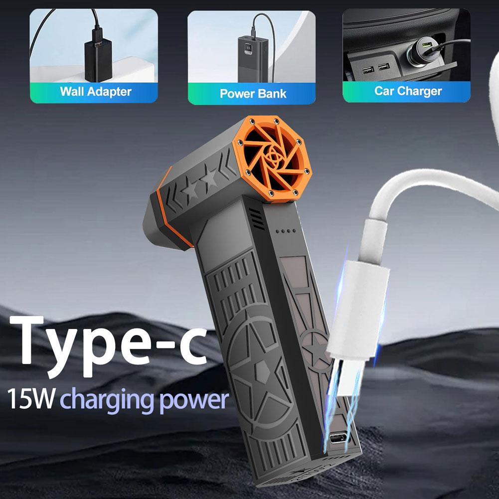Brushless Turbo Fan 240W High-Speed Portable 8000mAh Rechargeable 57m/s Typhoon Wind Type-C Charging Camping Fan