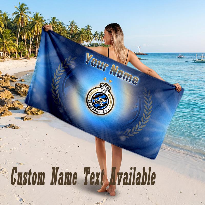 Club Brugge FC Design Beach Towel Custom Text Large Towel for Beach Vacation