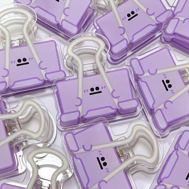 1pcs Cartoon Pp Clip Acrylic File Dovetail Book Data Clip Cute Funny Expression Eye Clip Long Tail Acrylic File For Office Tools