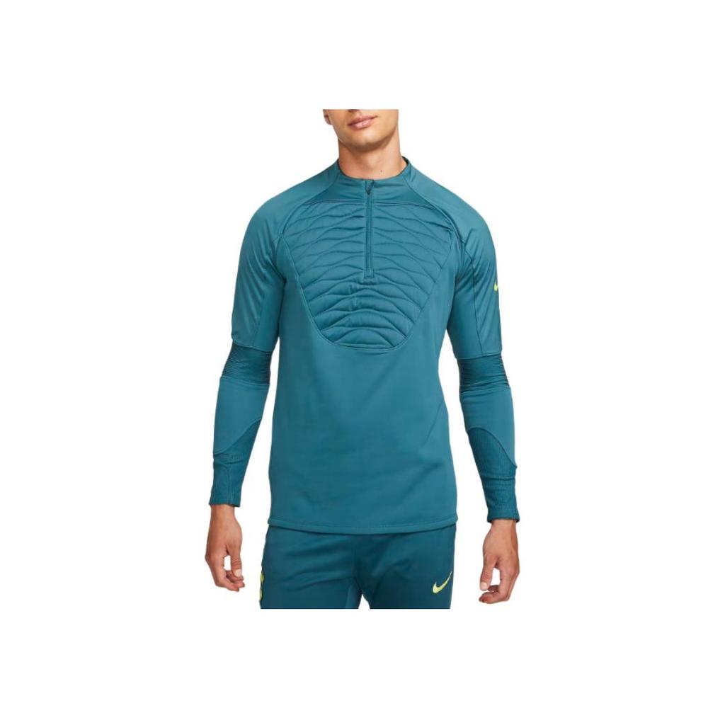 Nike Logo Fitted Long Sleeve Football Shirt Men tops Dark-Green DJ9917-397