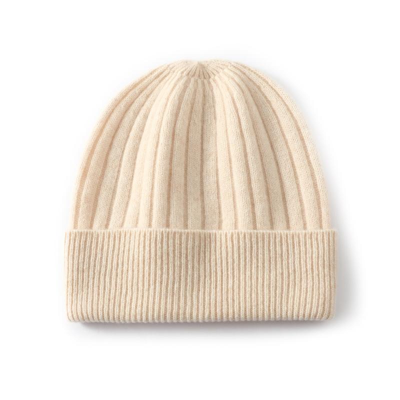 % Pure wool knitted wool hat contrasting color fashionable simple warm hat men's and women's dome autumn and winter cold hat