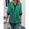 Women's Summer T-shirt Double Patchwork Color Clash Positioning Flower Shirt Short Sleeve Top