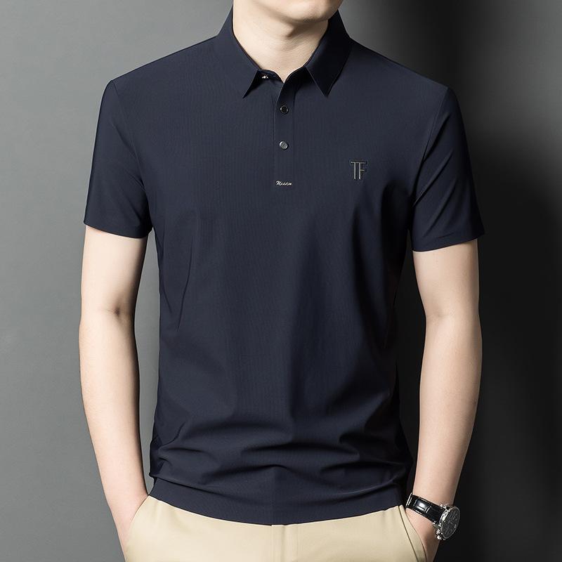 

Мужская новая рубашка поло с короткими рукавами, новая летняя одежда, деловая повседневная тонкая футболка для среднего возраста, нижняя часть рубашки 3XL