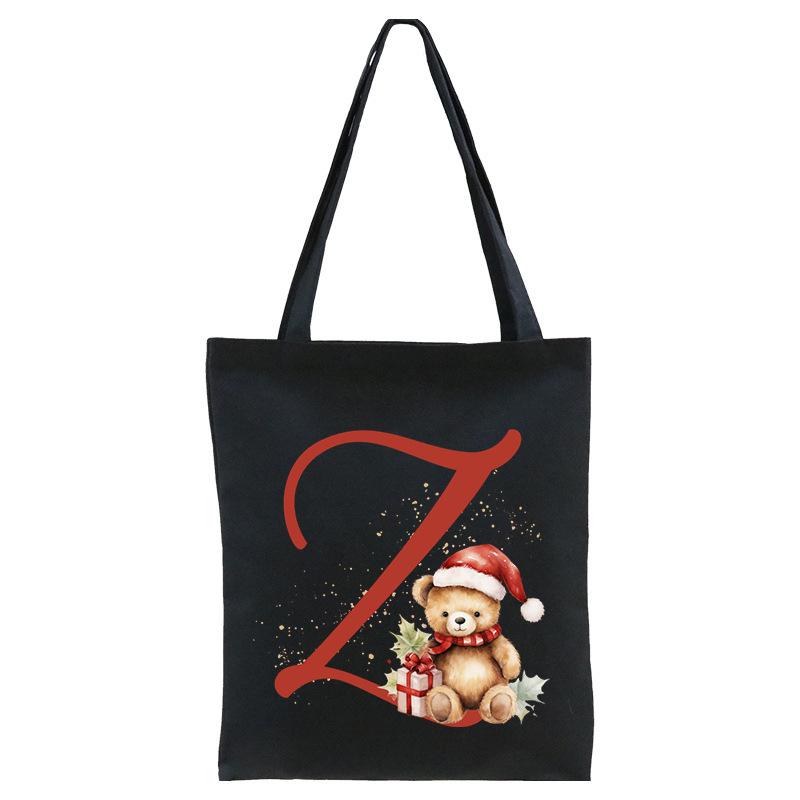 

Рождественская 26 английских букв A-Z напечатанная студенческая холщовая сумка портативная сумка через плечо No specification