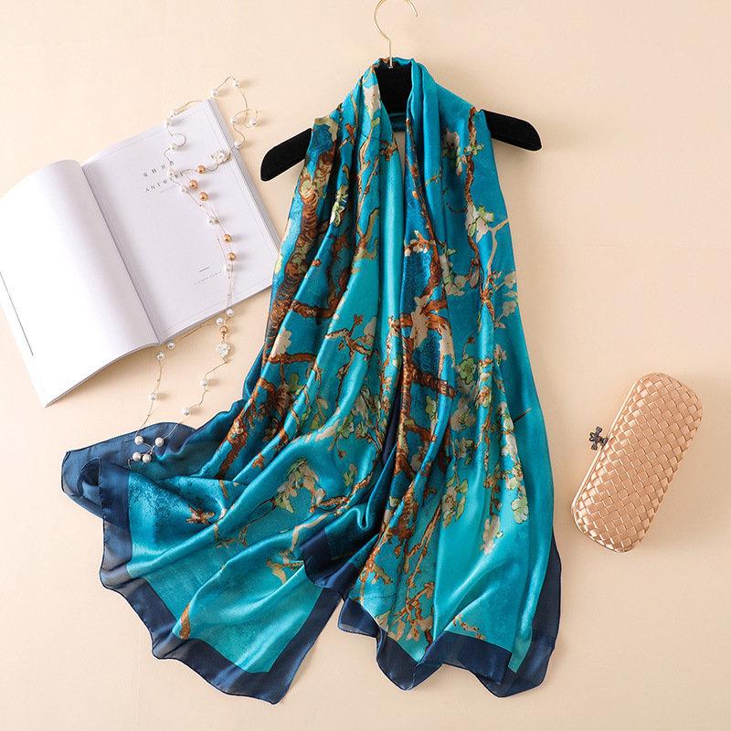 Luxurious fashion design printed silk scarf for women 180x90 cm large size shawl scarf womens headband scarf square scarf
