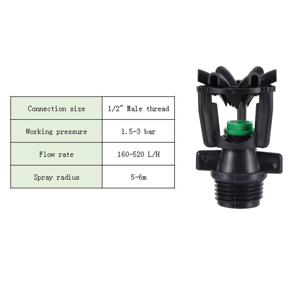 Farm Irrigation Sprinkler 1/2" Male Thread Nozzle 360 Degree Scattering Garden Lawn Rotating Sprinkler Watering Irrigation
