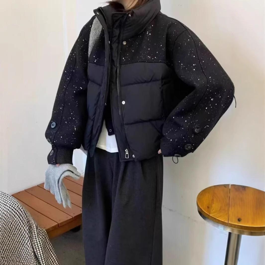 

Fashion high sense thickened warm cotton jacket women s 2025 winter new foreign style versatile stand-up collar trendy cotton-padded clothes L чорний