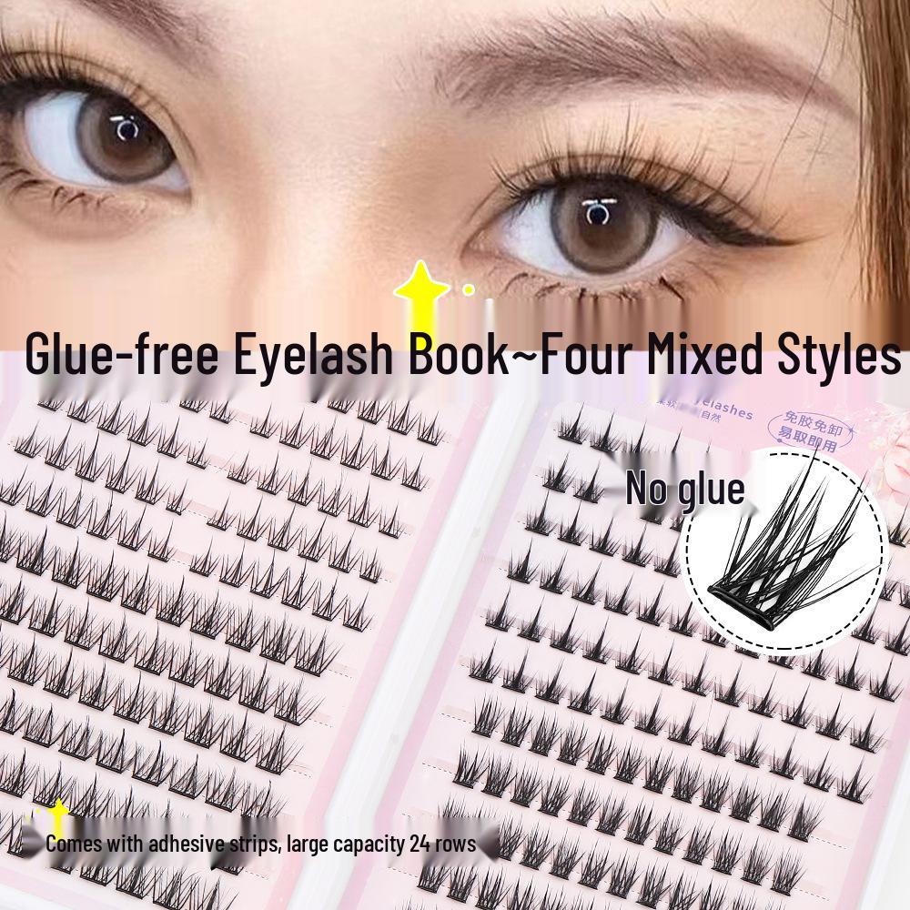 No-Glue Natural Eyelash Book: 24 Row Manga Collection - Easy Wear, Large Capacity