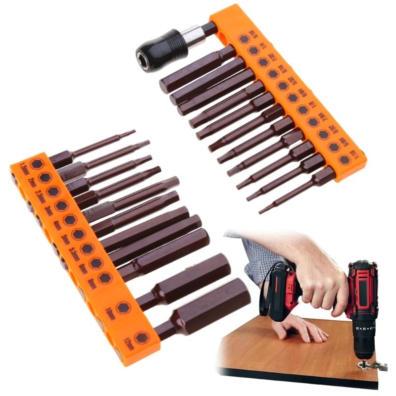 23 Piece Set of Impact Drill Hex Head Wrench Bits for Heavy Duty Screw Driving Magnetic Key Drill Bits