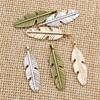 30pcs 28x8mm Feather Charms Pendant Bronze Antique Silver Plated DIY Jewelry Making Accessories Findings for Necklace Bracelet