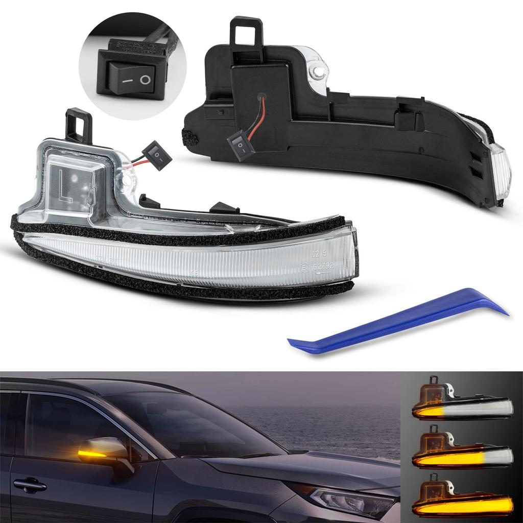 GemPro Sequential Side Mirror Turn Signals with Flowing Turn Signals of for Toyota 30 Series and Late Hybrid Lexus LM 50 Series Tacoma MK3 Highlander