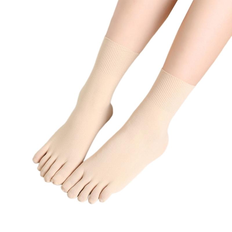 Elastic Ribbed Five Finger Sock Women Solid Color Ribbed Ankle Sock for Casual