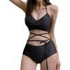 Sexy Halter Deep V Cutout Bikini - Women's Two-Piece High Waist Swimwear