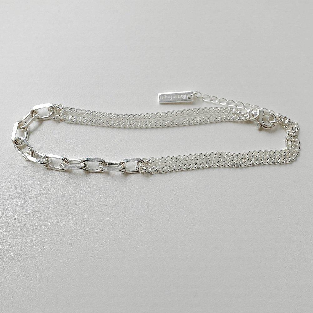 925 Silver Clip Mixed Chain Silver Bracelet Unique Point Two-row Bracelet