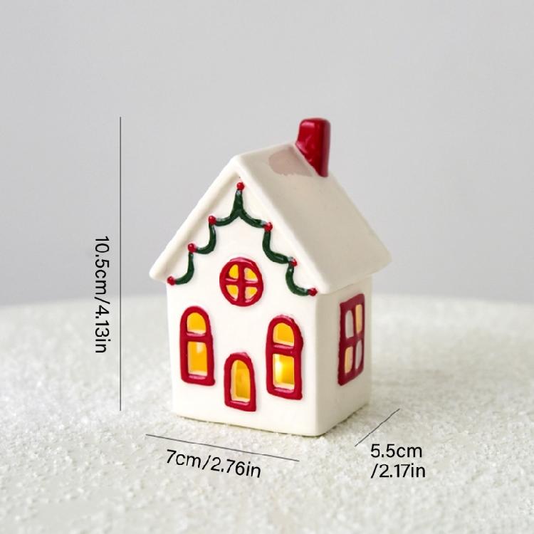 Feiertags-Keramikhaus-Dekorationen Batteriebetriebene Kerzenhalter Weihnachtsdorf Saisonales Geschenk Bereit für die Feiertagspräsentation