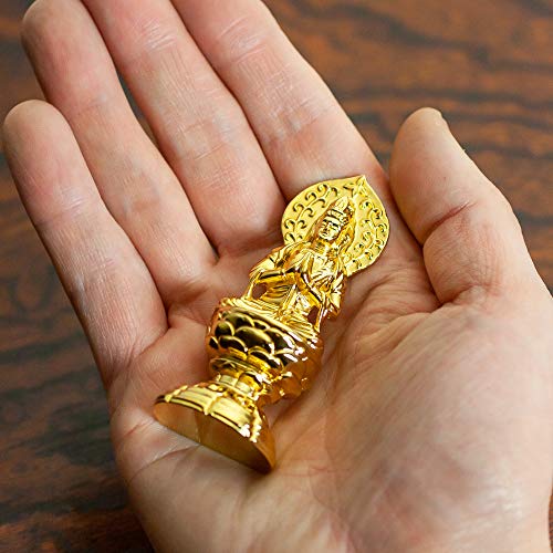 Klein 6,8cm (vergoldet/24 Karat Gold) Buddhistische Statue von Keishu Watanabe. Originalmodell (im Jahr des Pferdes geboren). Schutzgottheit des Tierkreises. Takaoka