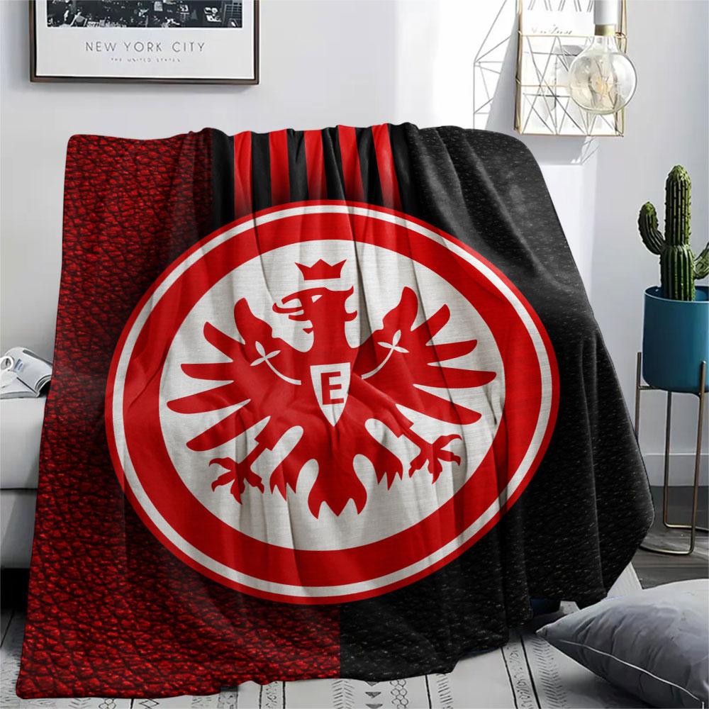 Coperta in Flanella Stampata Eintracht Frankfurt FC, morbida coperta per camera da letto divano, lavabile, merchandising tifosi di calcio, ottimo regalo.