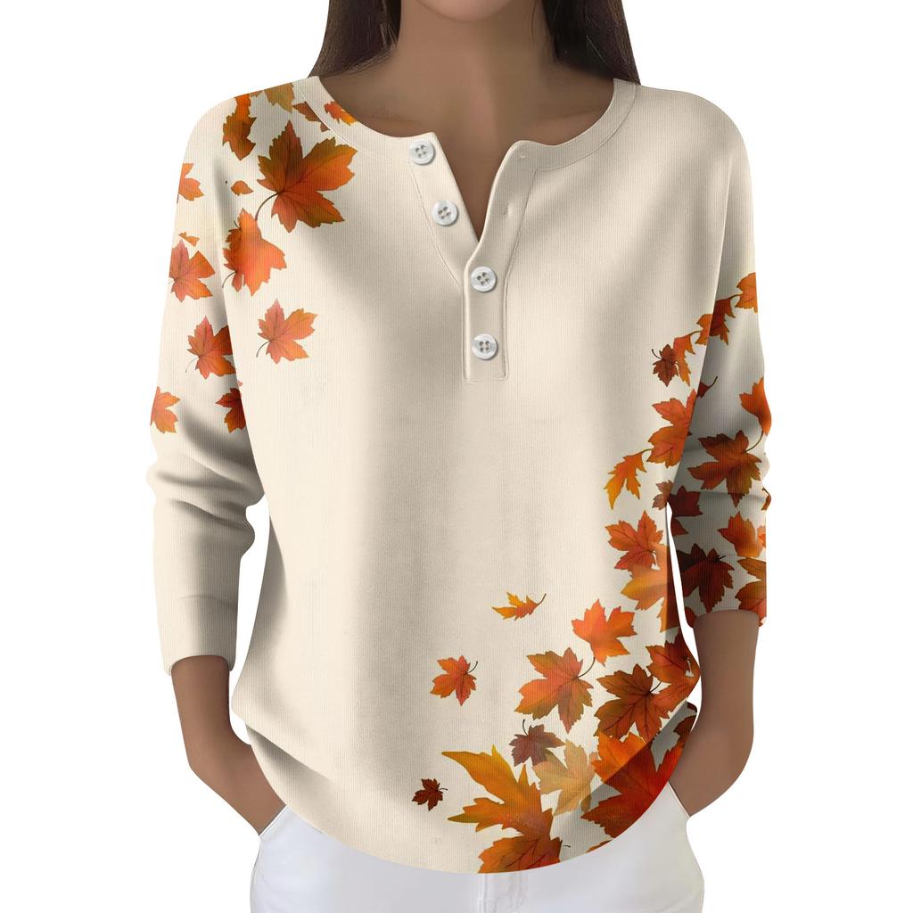 Women's Fashion Long Sleeve Plaid Geometric Print Top Elegant Casual Top