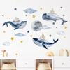 Cartoon Cute Whale Cloud Moon House Marine Animal Wall Stickers for Bedroom Living Room Nursery Decoration Wall Decals