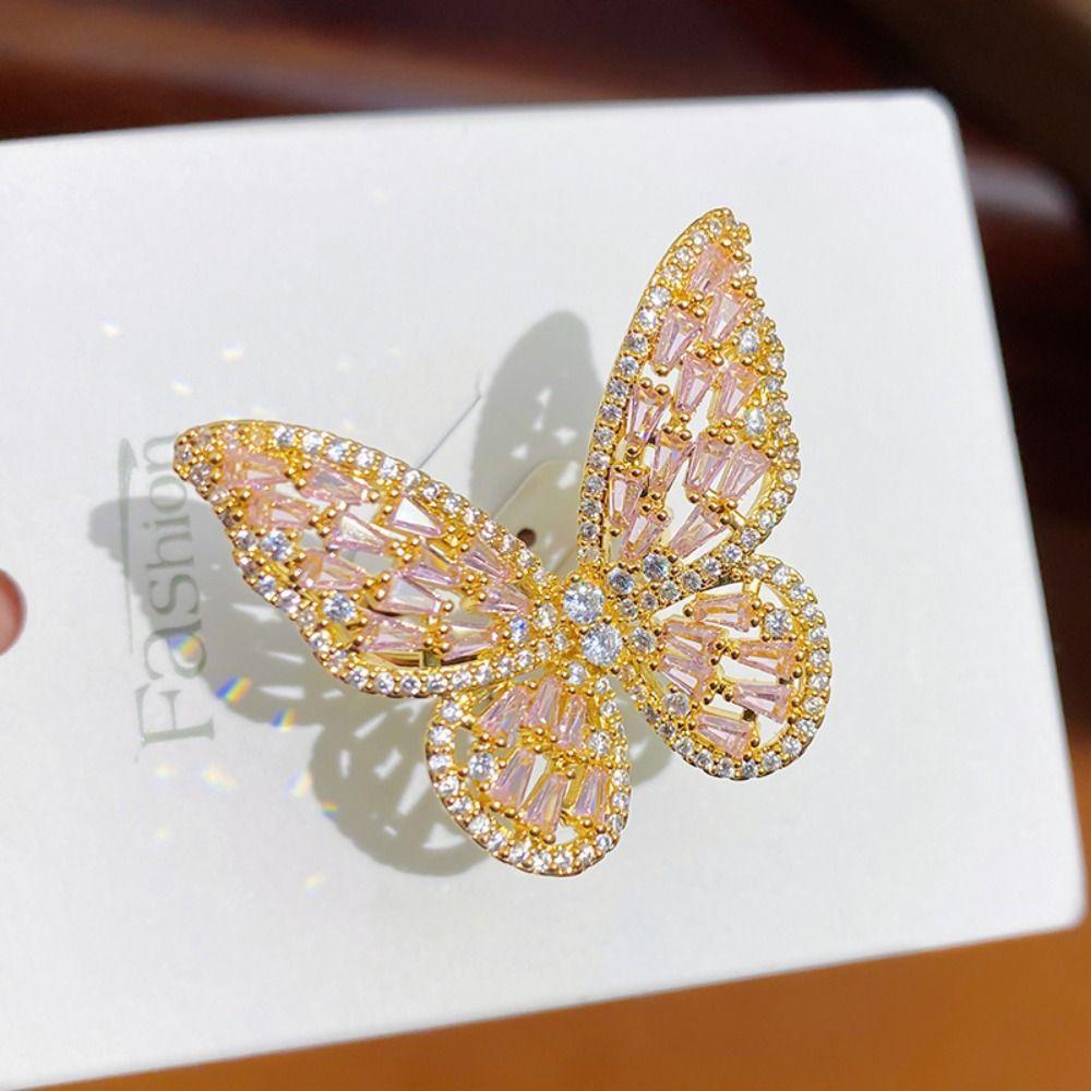 Shiny Dreamlike Butterfly Ring Vintage Opening Ring Butterfly Engagement Rings Women Men