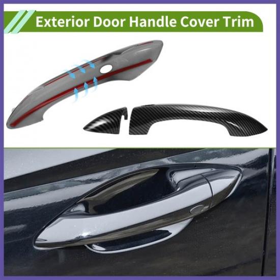 Exterior Door Handle Cover Trim for Hyundai Tucson 22-24 Carbon Fiber Black