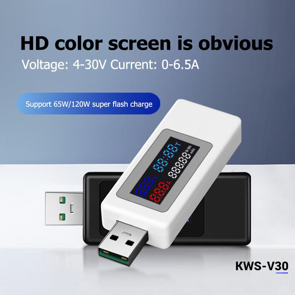 

1PCS 9 in 1 DC USB Tester Current 4-30V Voltage Meter Timing Ammeter LCD Digital Monitor Cut-off Power Indicator Bank Charger чорний