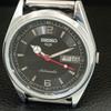 VINTAGE REFURBISHED SEIKO 5 AUTOMATIC JAPAN MENS BLACK DIAL WATCH a444568-1