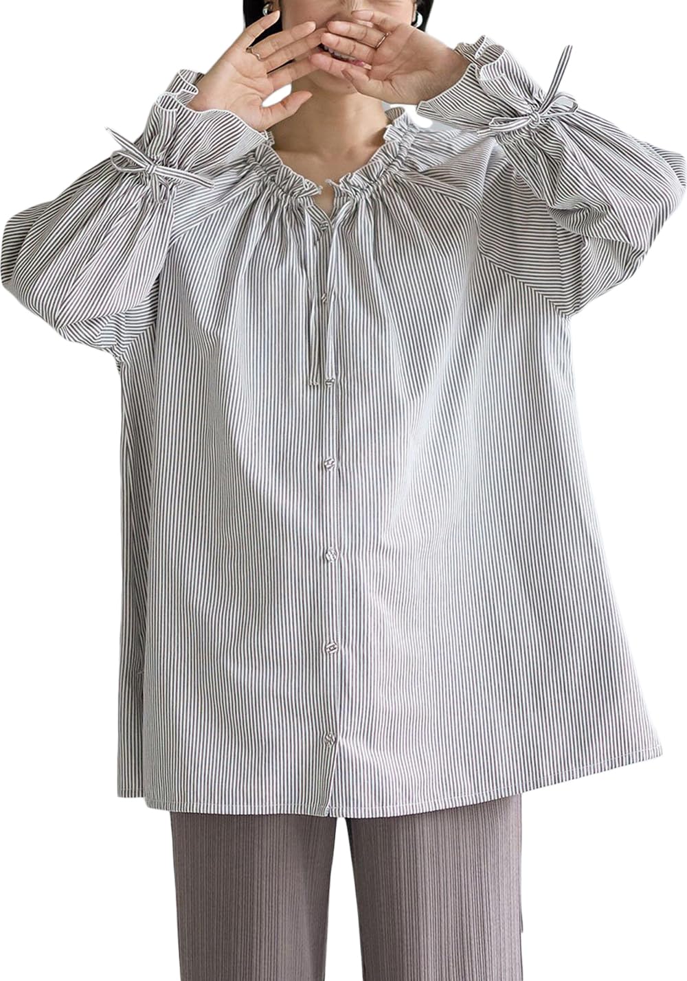 

Открытое хлопковое боди с оборками, длинное, M 10464360 [ANGELIEBE] Женская блузка, спереди, смесь, сверху, свободная, покрывающая, стильная, для беременных, кормящих, рукава, в полоску,