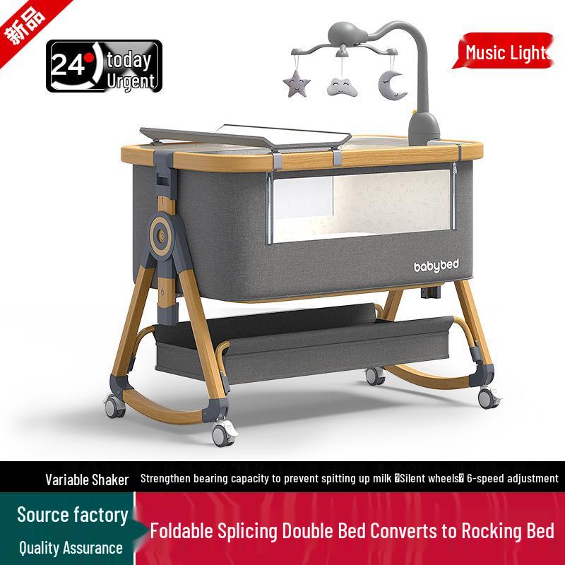 Movable Rocking Bassinet & Foldable Baby Crib: Portable 2-in-1 Multifunctional Bed for Newborns.