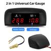 LCD Digital Car Truck 2 In 1 Water Temp + Voltmeter Gauge +10MM Coolant Temperature Sensor For 12V/24V Vehicle Car Gauges Meter