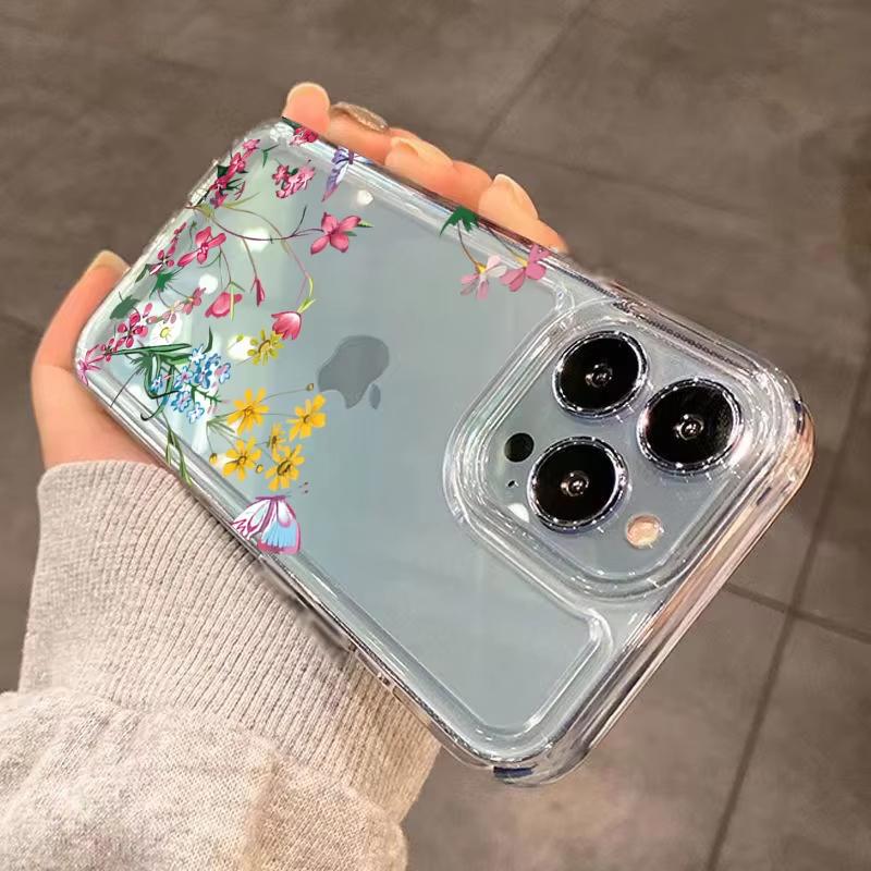Spring Flowers Pattern Phone Case For iPhone 17 16 15 14 11 Pro Max Plus 13 12 Mini 16E 17 Air XS Max XR Bumper Soft Clear Cover