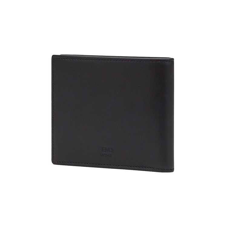 Fendi Metallic Monster Eyes Short Double Fold Wallet Men Wallet Black 7M0169-SQP-F0KUR