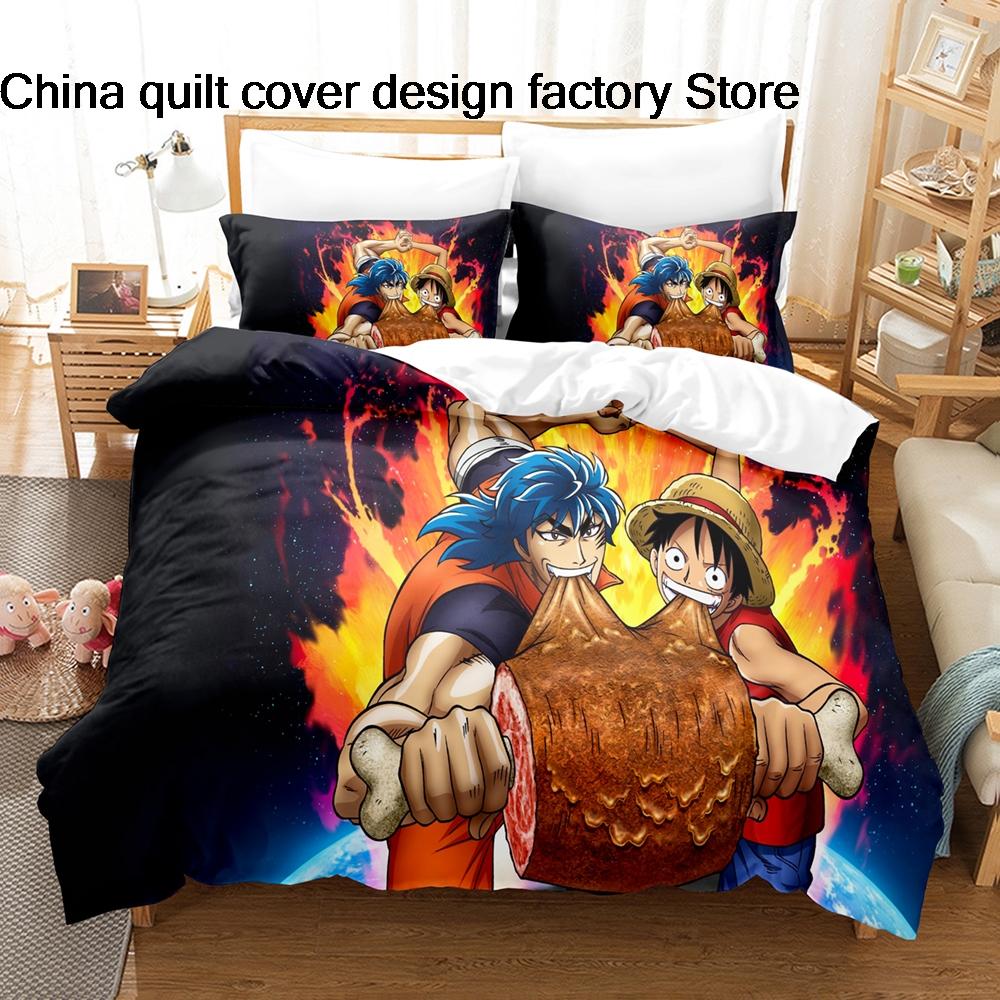 3Pcs Toriko Anime Bedding Set 3D Print Gourmet Hunter Shonen Manga Duvet Cover Pillowcases For Teens Fans Room Decor Gift EU Single(135x200cm)