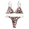 Women Leopard  Print High Waist Two Pieces Bikini Swimwear Swimsuit Beachwear